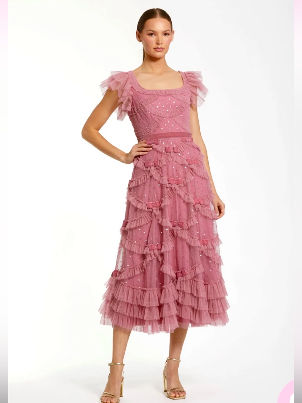 Nwt Mac Duggal Flutter Sleeve 8272 Lattice Tulle Velvet Bow Dress Size 12